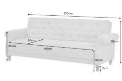 Chesterfield 3-Sitzer Sofa MAISON BELLE AFFAIRE 220cm greige Bouclé mit Schlaffunktion