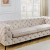 Chesterfield 3-Sitzer Sofa MODERN BAROCK 235cm champagner beige Samt Federkern