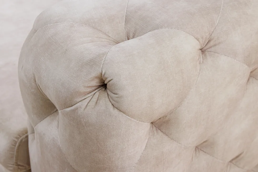 Chesterfield 3-Sitzer Sofa MODERN BAROCK 235cm champagner beige Samt Federkern