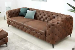 Chesterfield 3-Sitzer Sofa MODERN BAROCK 235cm antik braun Microfaser Federkern