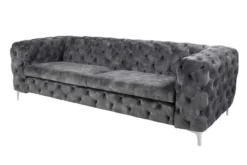 Chesterfield 3-Sitzer Sofa MODERN BAROCK 235cm dunkelgrau Samt Federkern Metallfüße