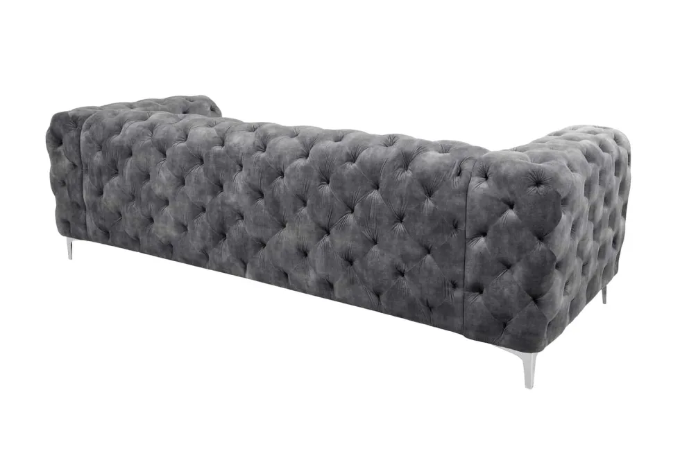 Chesterfield 3-Sitzer Sofa MODERN BAROCK 235cm dunkelgrau Samt Federkern Metallfüße