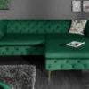 Chesterfield 3-Sitzer Sofa MODERN BAROCK 235cm smaragdgrün Samt Federkern gold Metallfüße
