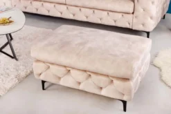 Chesterfield Sitzhocker MODERN BAROCK 90cm champagner Samt Fußhocker