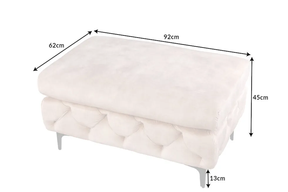 Chesterfield Sitzhocker MODERN BAROCK 90cm champagner Samt Fußhocker