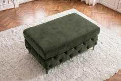 Chesterfield Sitzhocker MODERN BAROCK 95cm grün Samt Fußhocker