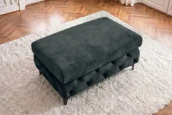 Chesterfield Sitzhocker MODERN BAROCK 95cm petrol Samt Fußhocker