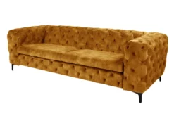 Chesterfield Sofa MODERN BAROCK 235cm senfgelb Samt 3-Sitzer Couch Federkern