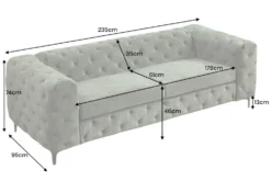 Chesterfield Sofa MODERN BAROCK 235cm grün Samt 3-Sitzer Couch Federkern