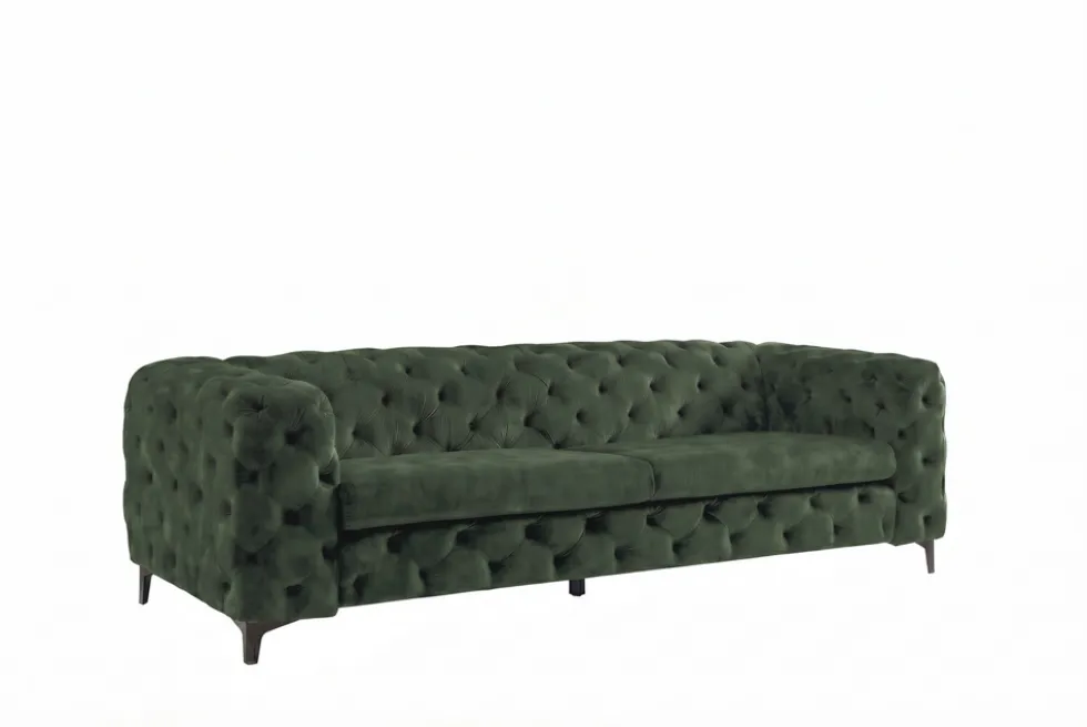 Chesterfield Sofa MODERN BAROCK 235cm grün Samt 3-Sitzer Couch Federkern
