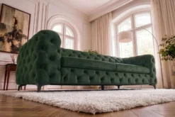 Chesterfield Sofa MODERN BAROCK 235cm grün Samt 3-Sitzer Couch Federkern