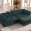 Chesterfield Sofa MODERN BAROCK 235cm petrol Samt 3-Sitzer Couch Federkern