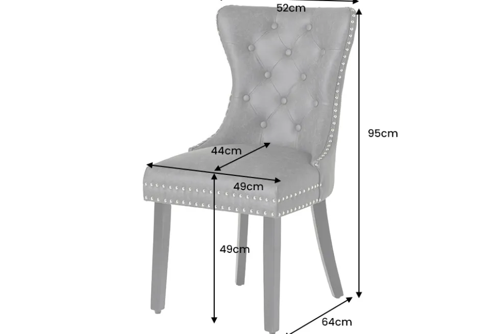 Chesterfield Stuhl CASTLE braun Kunstleder schwarz Massivholz mit Komfortgriff
