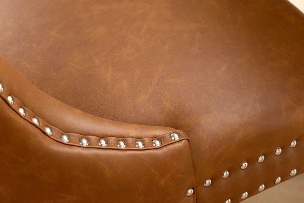 Chesterfield Stuhl CASTLE braun Kunstleder schwarz Massivholz mit Komfortgriff