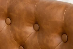 Chesterfield Stuhl CASTLE braun Kunstleder schwarz Gummiholz Ziernieten