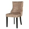 Chesterfield Stuhl CASTLE DELUXE beige Samt mit Löwenkopf Nieten