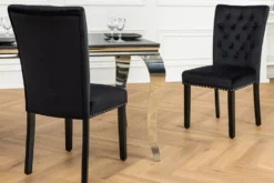 Chesterfield Stuhl CASTLE schwarz Samt Gummiholz Ziernieten