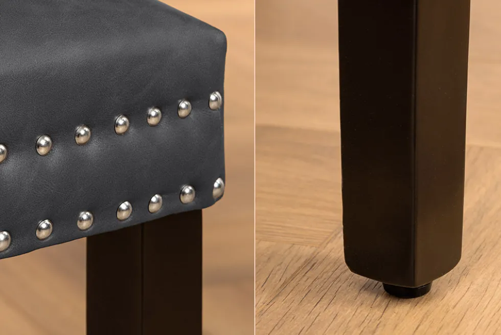 Chesterfield Stuhl CASTLE schwarz Kunstleder Massivholz mit Komfortgriff