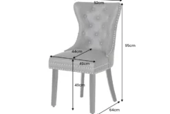 Chesterfield Stuhl CASTLE schwarz Samt Massivholz Ziernieten mit Komfortgriff