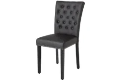 Chesterfield Stuhl CASTLE schwarz Kunstleder Gummiholz Ziernieten