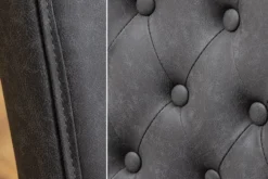 Chesterfield Stuhl CASTLE schwarz Kunstleder Gummiholz Ziernieten