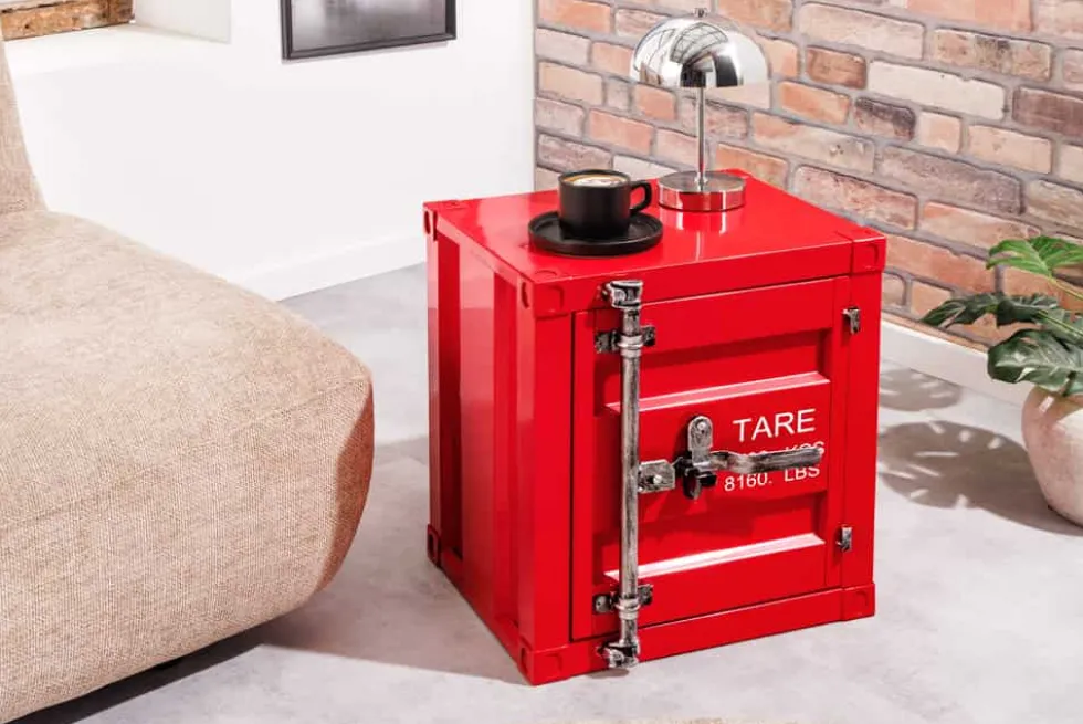 Container-Schrank GLOBETROTTER 50cm rot Metall Nachttisch Beistellschrank
