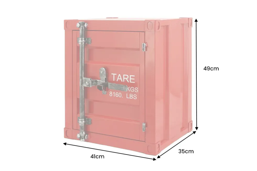 Container-Schrank GLOBETROTTER 50cm rot Metall Nachttisch Beistellschrank