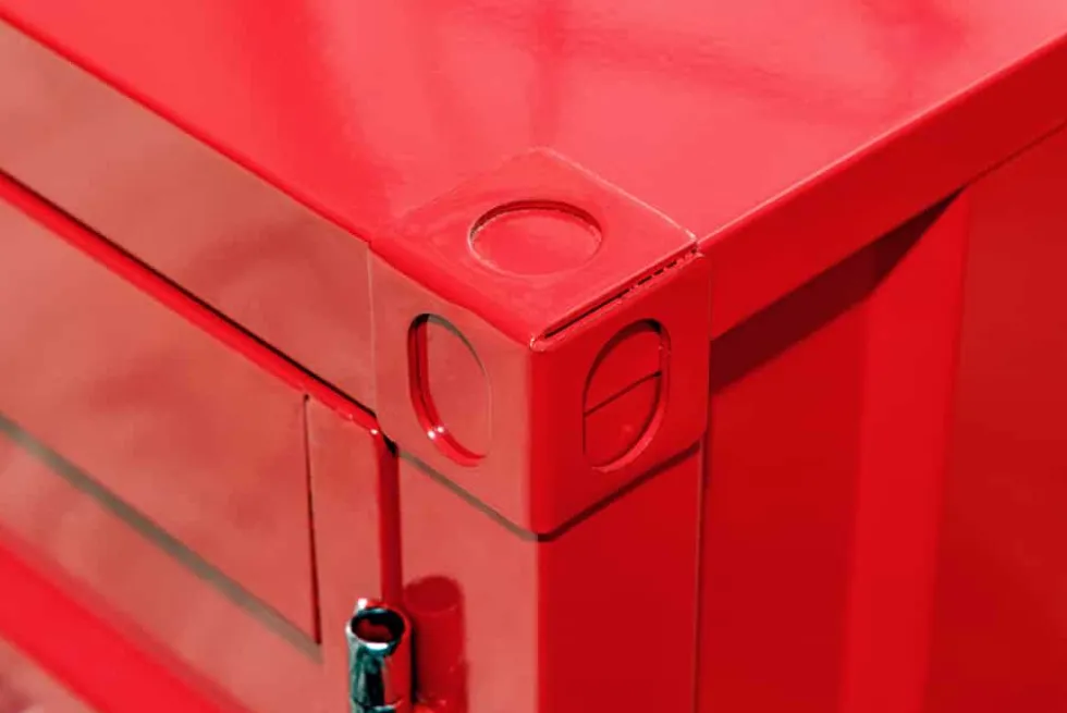 Container-Schrank GLOBETROTTER 50cm rot Metall Nachttisch Beistellschrank