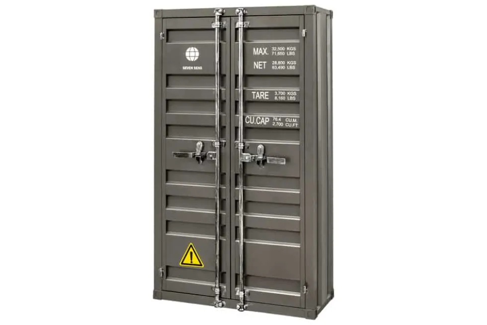 Container-Schrank GLOBETROTTER 140cm anthrazit Metall Aktenschrank Highboard