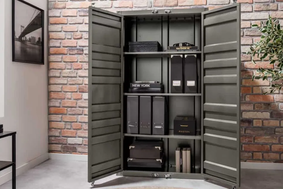 Container-Schrank GLOBETROTTER 140cm anthrazit Metall Aktenschrank Highboard
