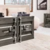 Container-Schrank GLOBETROTTER 80cm anthrazit Metall Couchtisch mit Flügeltüren Kommode