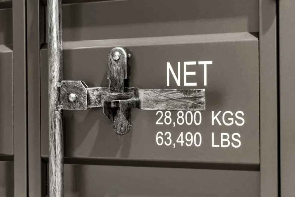 Container-Schrank GLOBETROTTER 80cm anthrazit Metall Couchtisch mit Flügeltüren Kommode