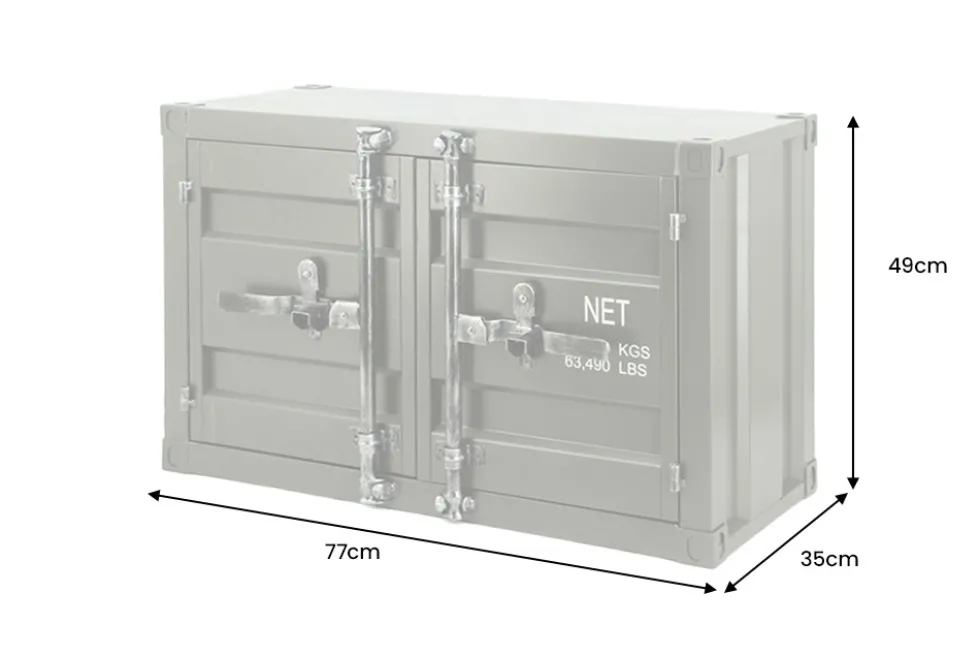 Container-Schrank GLOBETROTTER 80cm anthrazit Metall Couchtisch mit Flügeltüren Kommode