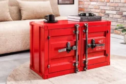 Container-Schrank GLOBETROTTER 80cm rot Metall Couchtisch mit Flügeltüren Kommode