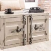 Container-Schrank GLOBETROTTER 80cm greige Metall Couchtisch mit Flügeltüren Kommode