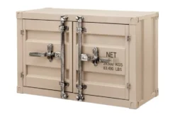 Container-Schrank GLOBETROTTER 80cm greige Metall Couchtisch mit Flügeltüren Kommode