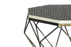 Couchtisch DIAMOND 70cm schwarz weiß messing Mosaik Kunsthandwerk