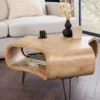 Couchtisch ORGANIC LIVING 70cm natur cream finish Mangoholz mit Hairpin Legs