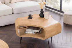 Couchtisch ORGANIC LIVING 70cm natur cream finish Mangoholz mit Hairpin Legs