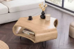 Couchtisch ORGANIC LIVING 90cm natur cream finish Mangoholz mit Hairpin Legs