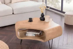 Couchtisch ORGANIC LIVING 90cm natur cream finish Mangoholz mit Hairpin Legs