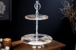 Deko Etagere NOBLE 35cm silber Edelstein handmade Achat Quarz Aluminium