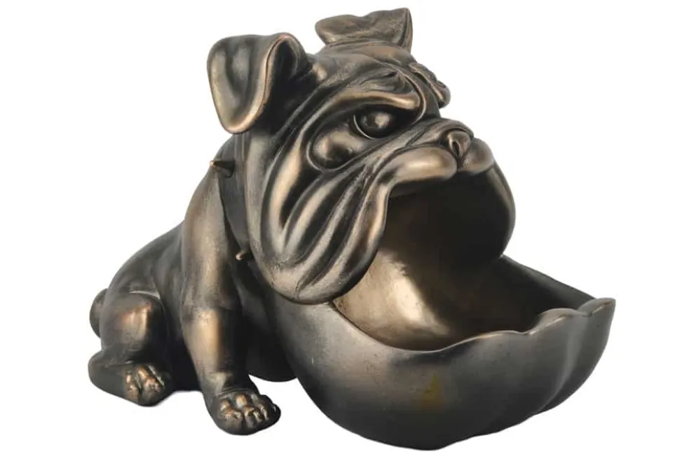 Deko-Figur BULLDOG 30cm bronze mit Ablagefach handmade