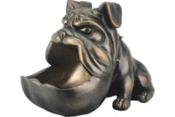 Deko-Figur BULLDOG 30cm bronze mit Ablagefach handmade