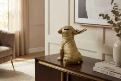 Deko-Figur BULLDOG 35cm gold Spardose mit Ablageplatte handmade