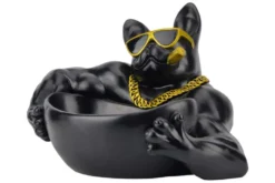 Deko-Figur BULLDOG 35cm schwarz handmade Schale mit Ablagefach