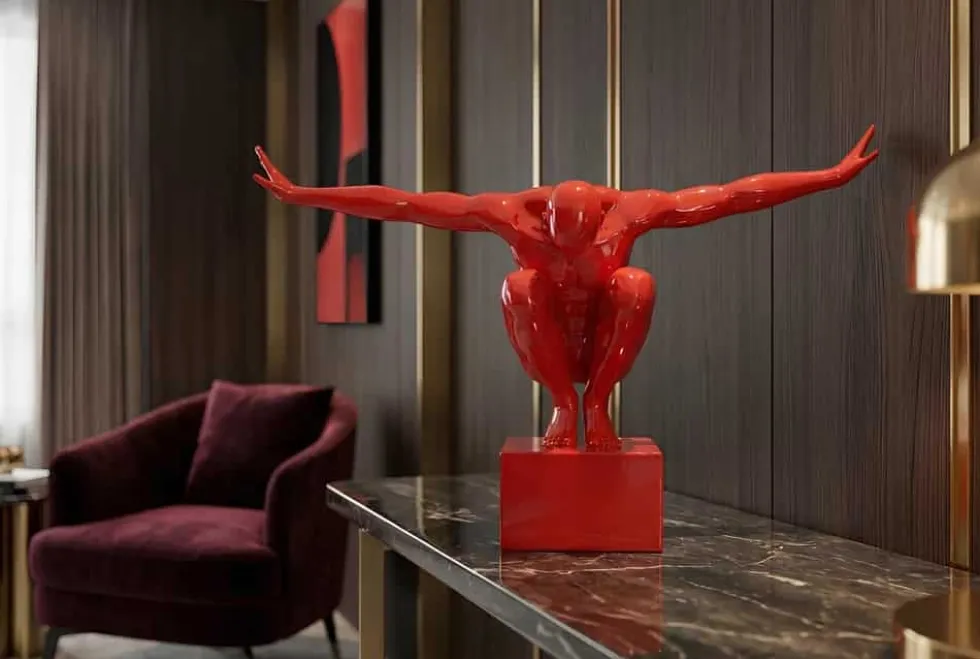 Deko-Figur HIGH DIVER 50cm rot handmade Athleten-Skulptur