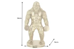 Deko-Figur KING APE 35cm gold Gorilla mit Hanteln handmade