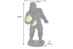 Deko-Figur KING APE 30cm schwarz gold Gorilla mit Hantel handmade