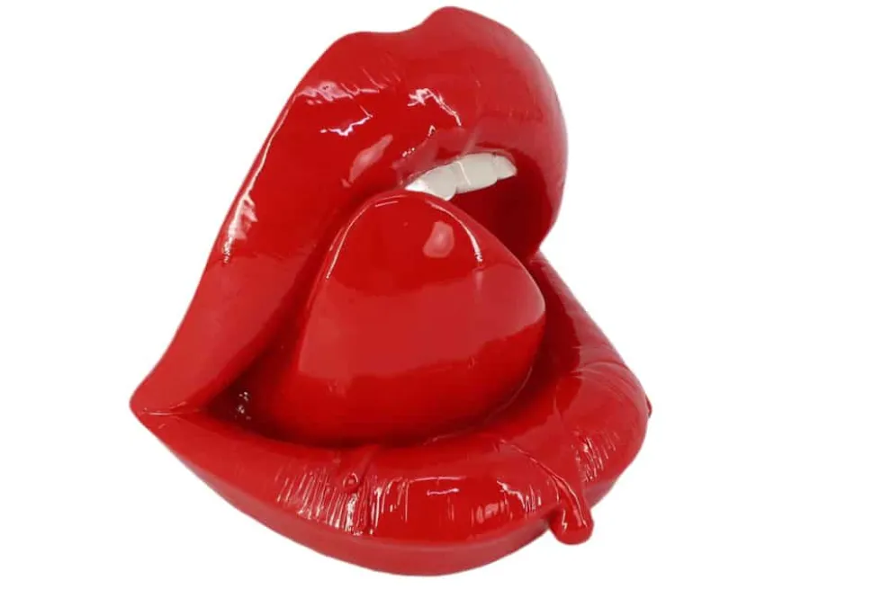 Deko-Figur LIP 25cm rot weiß Hochglanz handmade Pop-Art